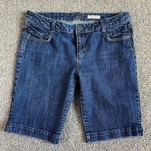 CHIP & Pepper Medium Wash Mid Rise Bermuda Blue Denim Shorts Juniors 11 Stretch